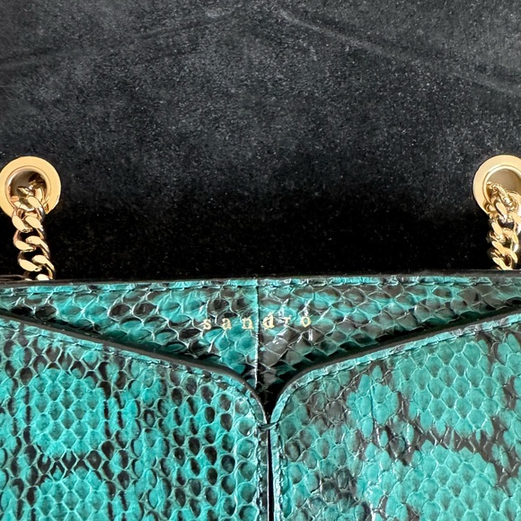 Sandro Paris Turquoise Snakeskin Crossbody Purse - Picture 3 of 6